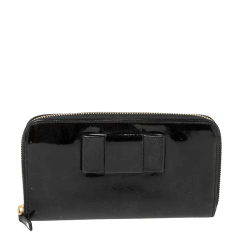 miu miu patent bow wallet|Miu Miu Black Patent Leather Bow Zip Around Wallet .